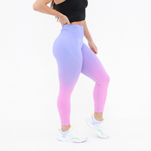 Load image into Gallery viewer, Seamless Leggings, Light Blue/Pink Ombre