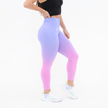Load image into Gallery viewer, Seamless Leggings, Light Blue/Pink Ombre
